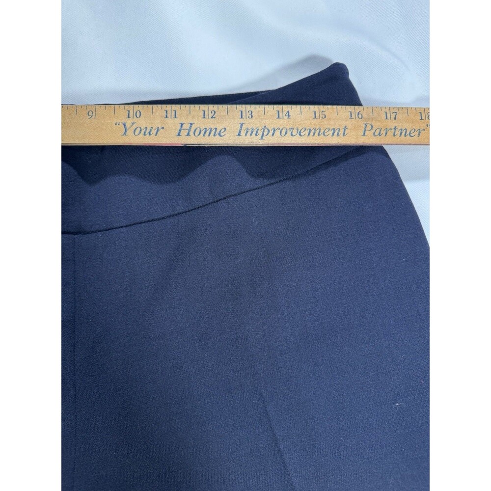 Akris Pants Womens 10 Navy Blue Side Zip Trousers Wool Wide Leg Dress Pants - Picture 4 of 14